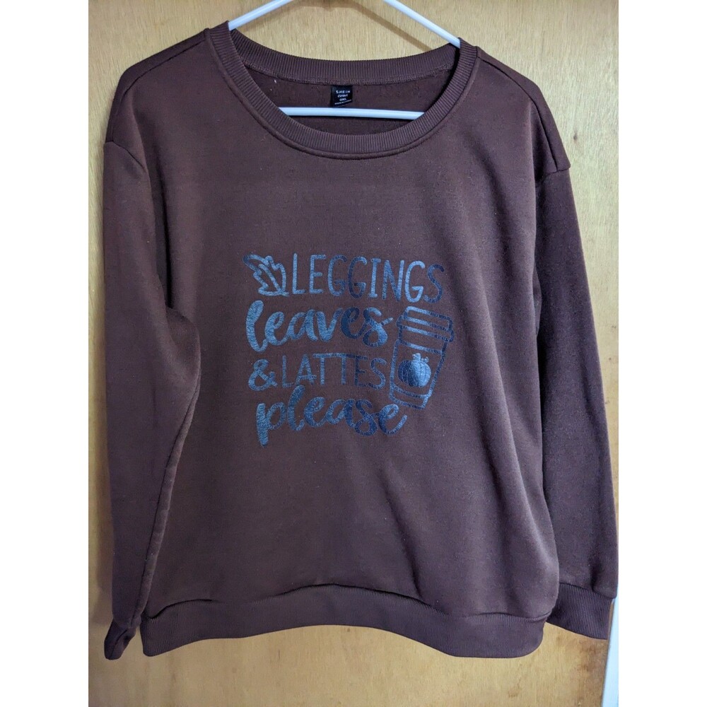 Shein Brown Fall Leggings and Lattes Pullover Sweatshirt Plus Size 0x